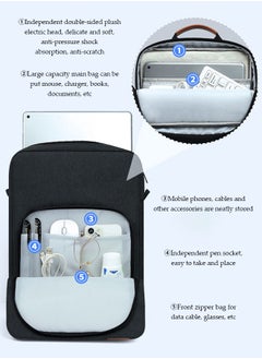 DUNISO Tablet Sleeve Bag, protective shoulder bag, Oxford cloth waterproof storage bag, can be hung on one shoulder, with handle, scratch resistant and wear resistant, can accommodate 13.3 inch tablet, black  - Image 4