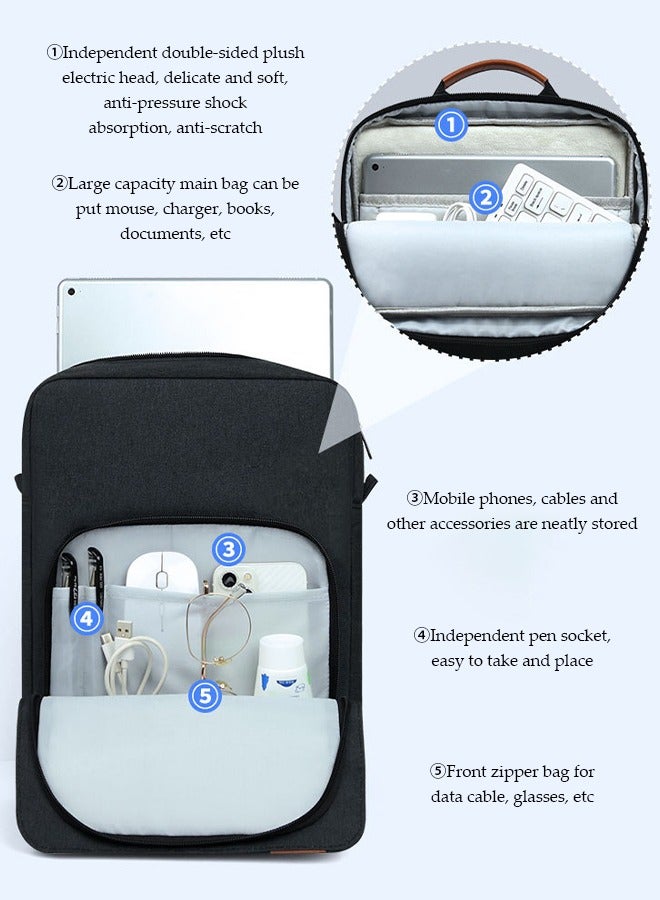 DUNISO حقيبة كم لوحي 12-13.3 بوصة، حقيبة كتف واقية، حقيبة تخزين قماش أكسفورد مقاومة للماء، يمكن تعليقها على كتف واحد، مع مقبض، مقاومة للخدوش ومقاومة للاهتراء، يمكن أن تستوعب - Image 4