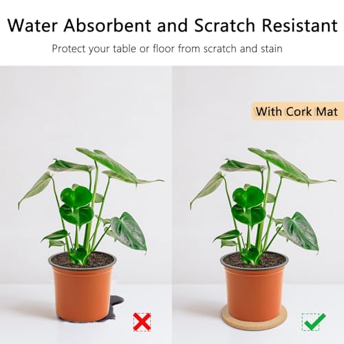 Venyat 3 Sizes Cork Plant Coasters, 4/6/8 Inch Double Layers Thickened Cork Plant Mats, 10 Pcs Cork Coasters for Plants, Plant Coasters for House Plants - Image 3