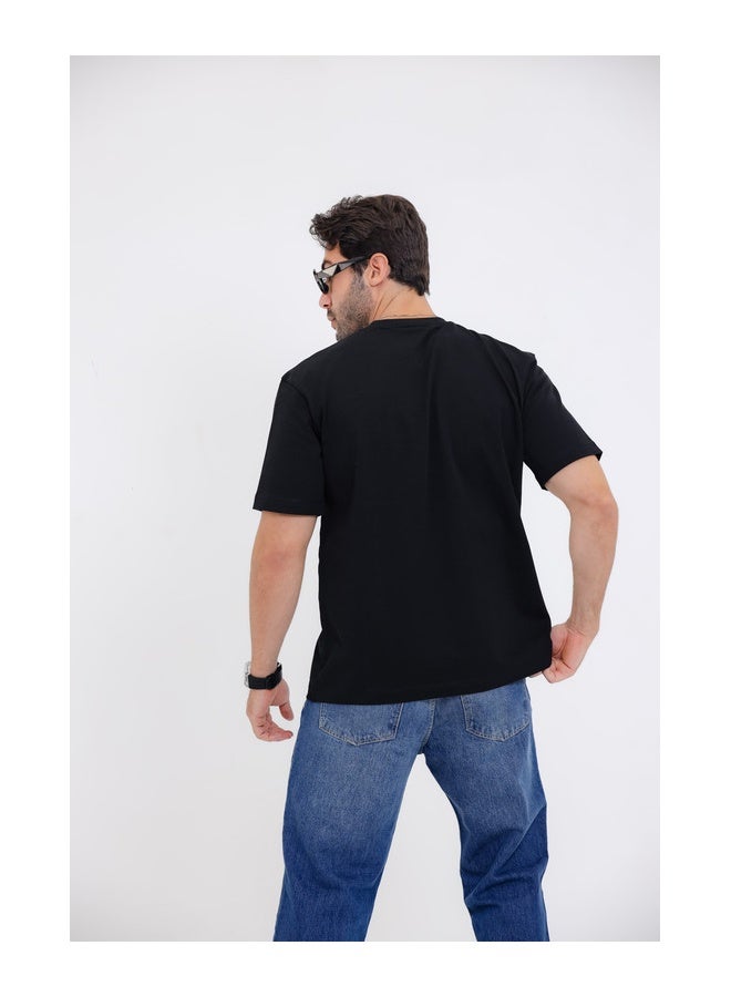 WHITE RABBIT "GOOD THINGS ARE COMING."Printed Short Sleeves Black T-Shirt  - Image 2