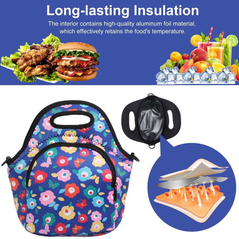 CILLA Neoprene Lunch Bag for Women Insulated Lunch Tote Bags Washable Lunch Container Box for Work Picnic Lightweight Meal Prep Bags for Men - Image 2
