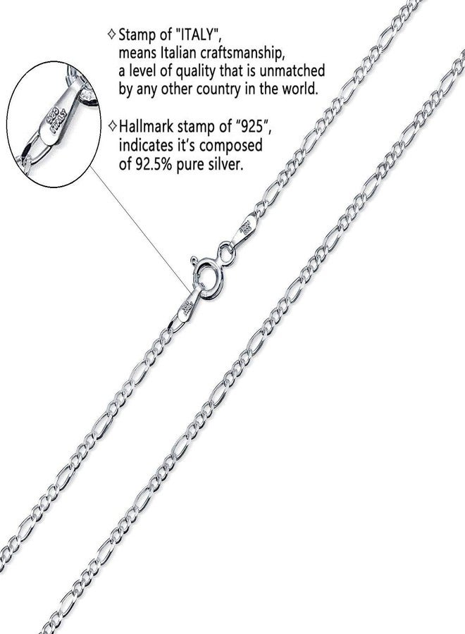 Savlano 925 Sterling Silver 2mm Italian Solid Figaro Link Chain Necklace with Gift Box for Men & Women - Made in Italy - Image 2