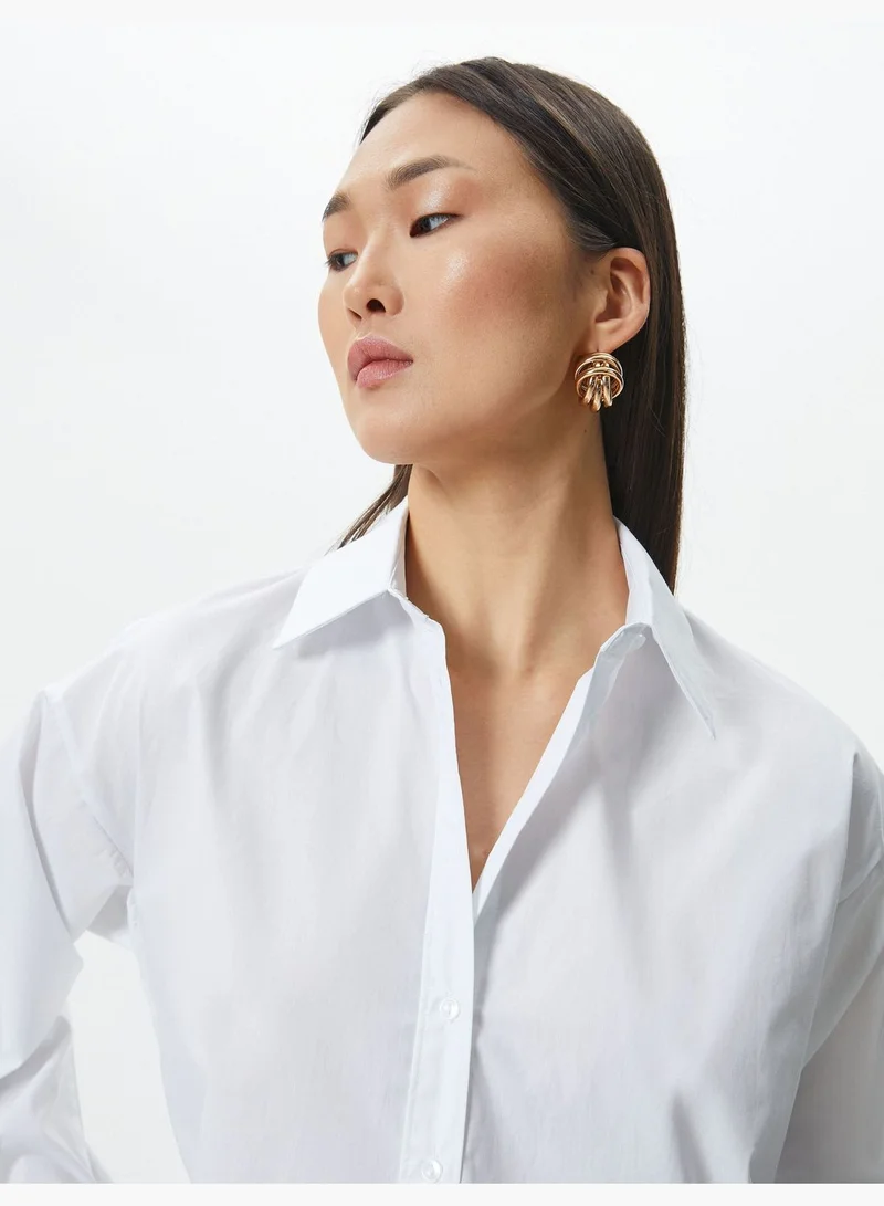 KOTON Cotton Buttoned Long Sleeve Basic Shirt