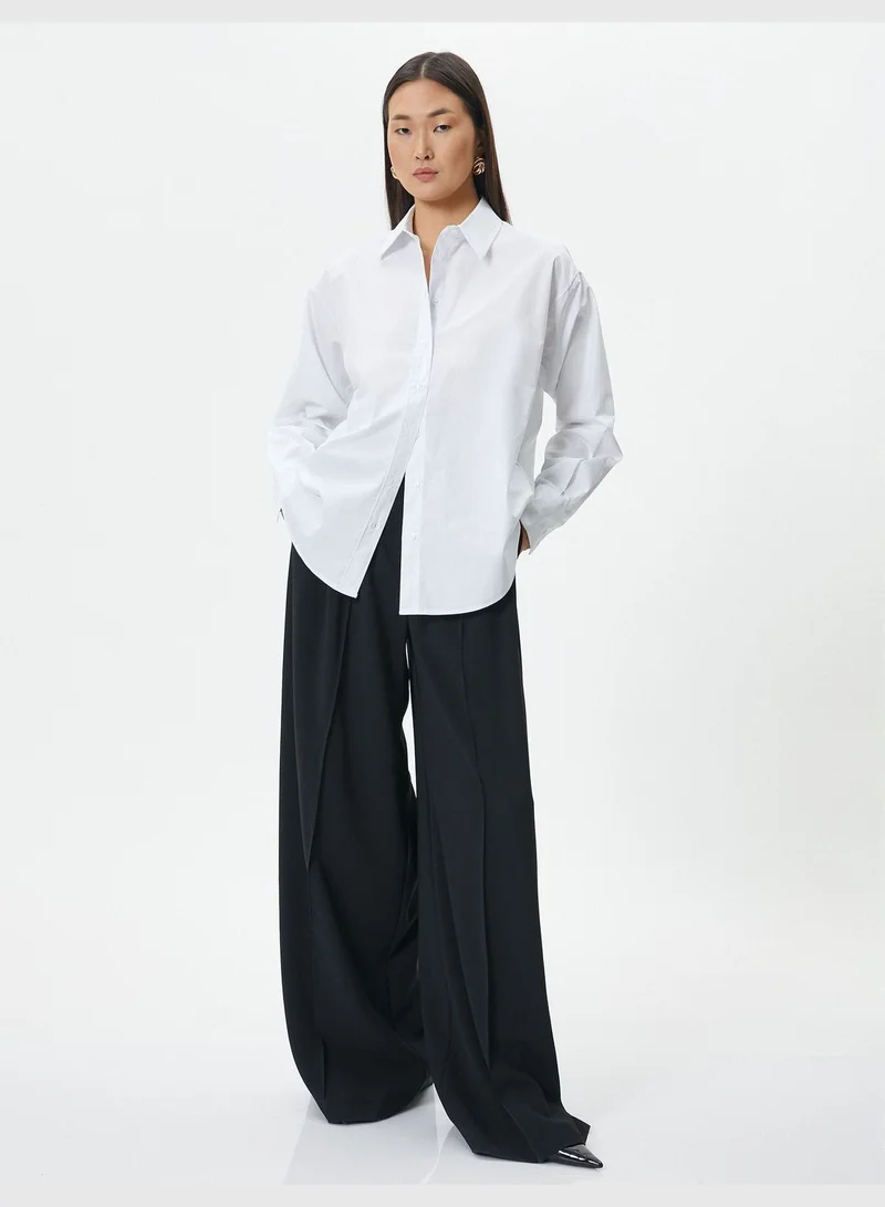 KOTON Cotton Buttoned Long Sleeve Basic Shirt