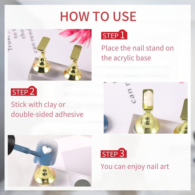 Nail Stand For Press On Nails Nail Display Stand Magnetic Nail Holder, Nail Holder for Painting Nails Acrylic -SILVER - Image 2