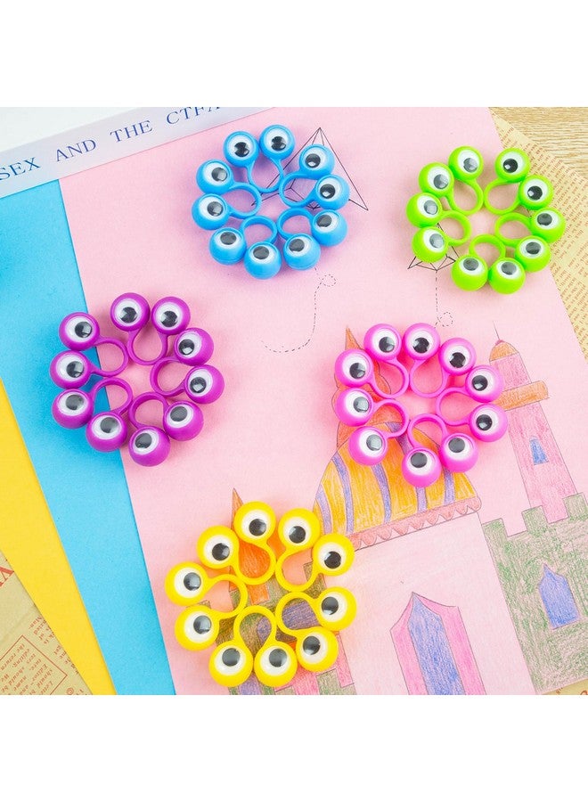 3 otters 48Pcs Eyeball Rings, Finger Puppet Eyes Monster Finger Wiggly Eyeball Googly Eye Rings For Kids Birthday Goodie Bag Stuffers Party Favors Classroom Rewards  - Image 5