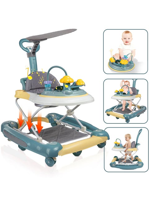 Baby Walker with Building Block Table Adjustable Height Multifunction and Big Comfortable Seat Cushion Stroller For Babies 6-24 Months