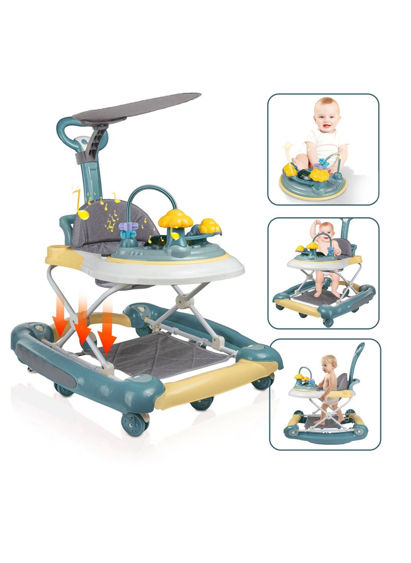 Baby Walker with Building Block Table Adjustable Height Multifunction and Big Comfortable Seat Cushion Stroller For Babies 6-24 Months