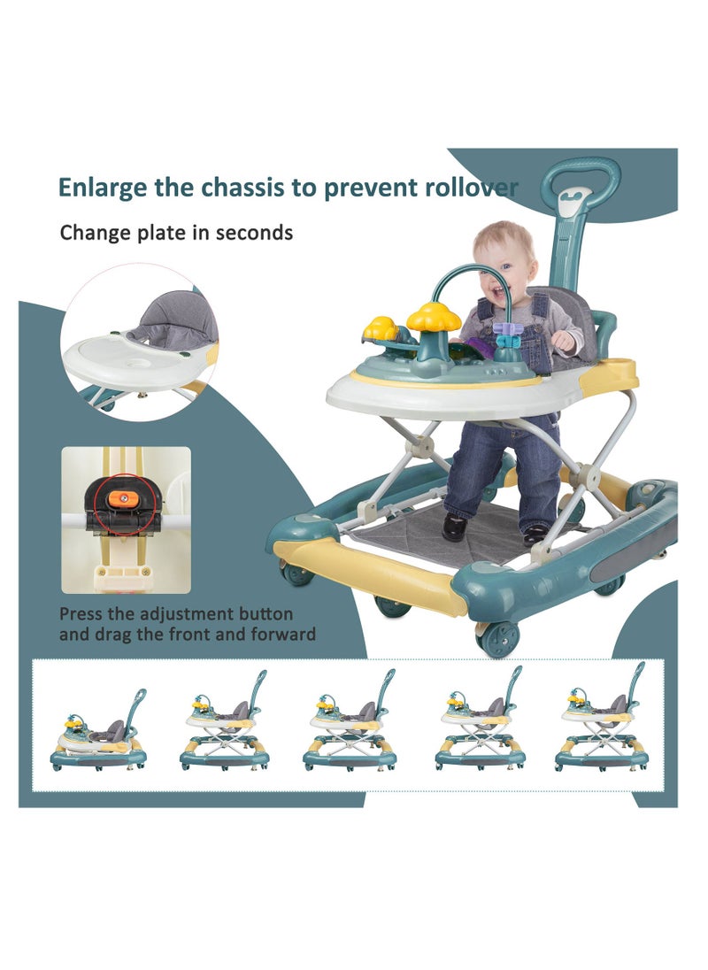 Baby Walker with Building Block Table Adjustable Height Multifunction and Big Comfortable Seat Cushion Stroller For Babies 6-24 Months