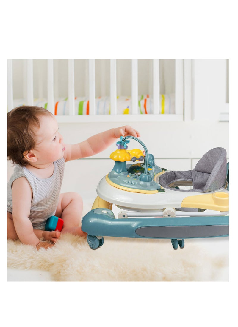 Baby Walker with Building Block Table Adjustable Height Multifunction and Big Comfortable Seat Cushion Stroller For Babies 6-24 Months