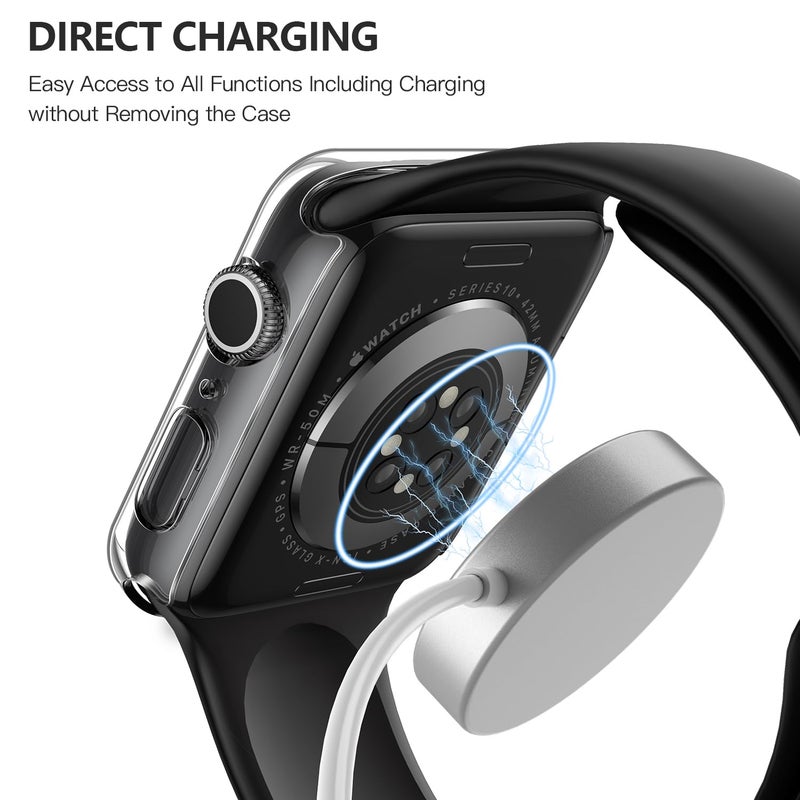Misxi 2 Pack Tempered Glass Case Compatible for Apple Watch Series 11 (2025) Series 10 42mm, Hard PC Screen Protector Protection Ultra-Thin Lightweight Scratch-Resistant Cover for iWatch, Transparent - Image 5