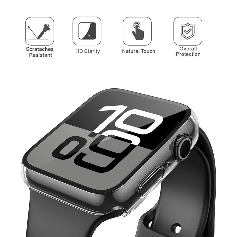 Misxi 2 Pack Tempered Glass Case Compatible for Apple Watch Series 11 (2025) Series 10 42mm, Hard PC Screen Protector Protection Ultra-Thin Lightweight Scratch-Resistant Cover for iWatch, Transparent - Image 2