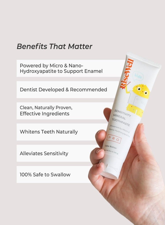 RiseWell PRO Kids Mineral Toothpaste - Micro & Nano Hydroxyapatite Toothpaste Kids - Made in USA, Natural and Safe to Swallow, Made by Dentist for Kid's Daily Oral Care (Cake Batter Flavor) - Image 3