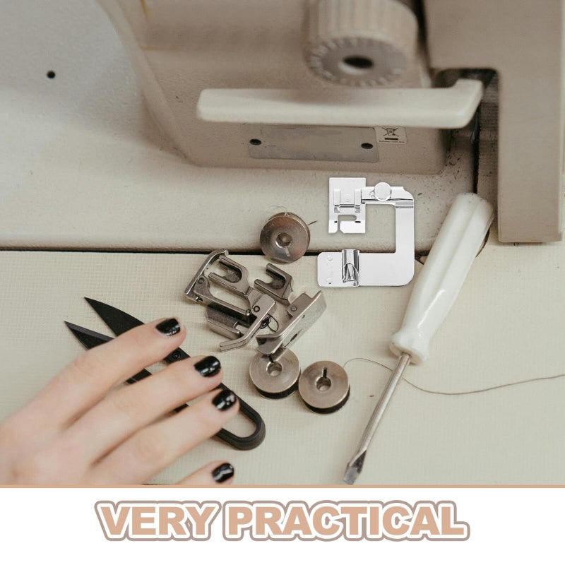 3 Pcs Universal Metal Rolled Hemmer Foot Set For Sewing Machines Multifunctional Hemmer Guide With 6mm Edge Folding Compatible For Home Sewing And Thick Fabric - Image 4