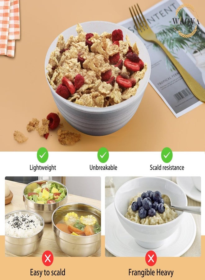 Wrova Wheat Straw Bowls Set of 8, Unbreakable White Cereal Bowl 26OZ, Microwave and Dishwasher Safe Oatmeal Bowls, Kitchen Bowl Suitable for Cereal,Salad,Snack (White) - Image 5