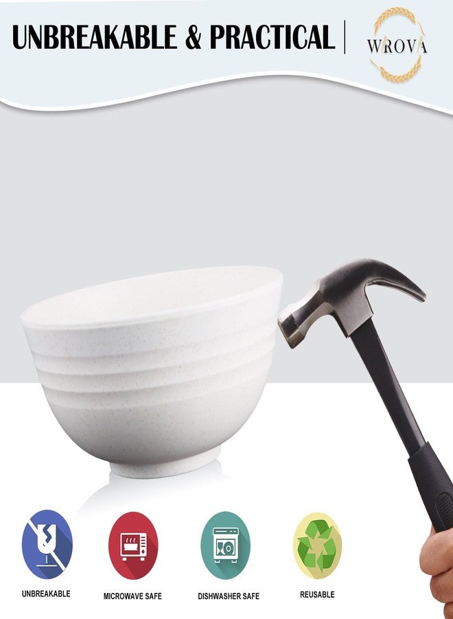 Wrova Wheat Straw Bowls Set of 8, Unbreakable White Cereal Bowl 26OZ, Microwave and Dishwasher Safe Oatmeal Bowls, Kitchen Bowl Suitable for Cereal,Salad,Snack (White) - Image 4