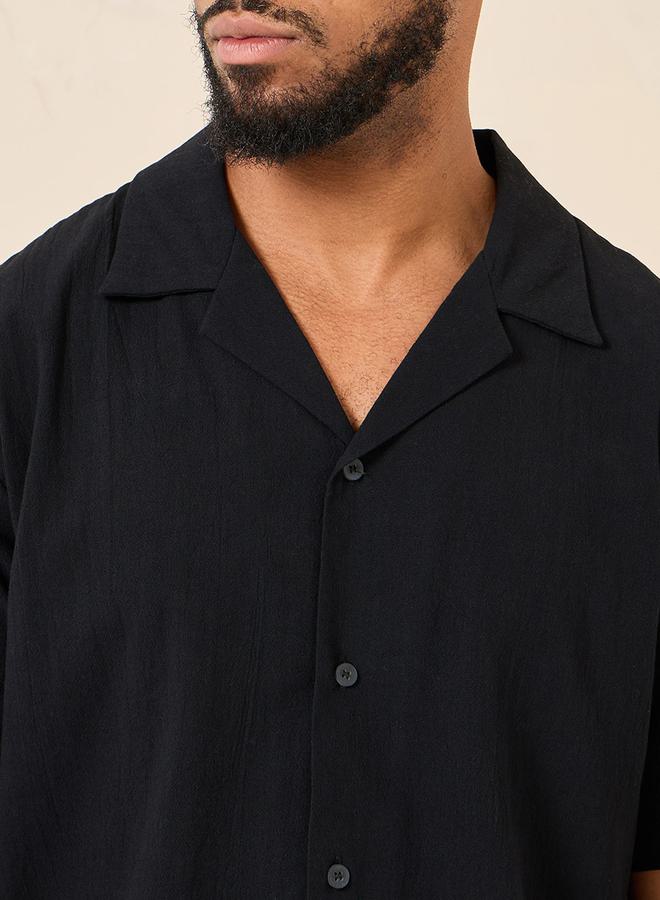 ستايلي قميص قطن نسيج بياقة منتجع بقصة مريحة - Image 3