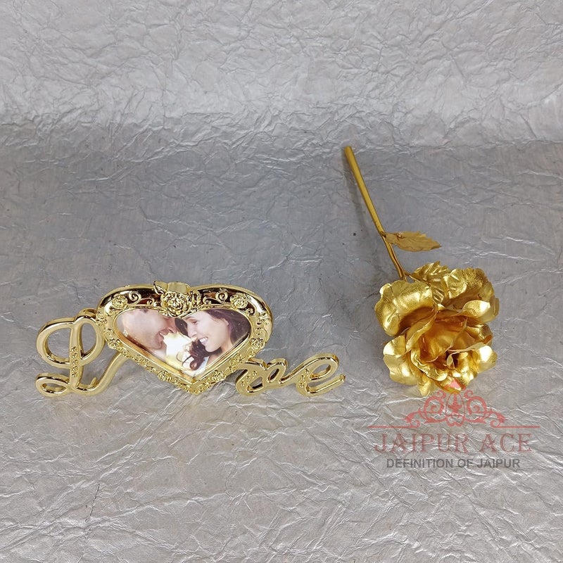 JAIPUR ACE JAIPUR ACE Artificial Flower Golden Rose with Beautiful Teddy Unique Presents Valentines Day Girls Birthday Best Girlfriend Wife Teddy Rose Bouquet Rose and Love Frame  - Image 5