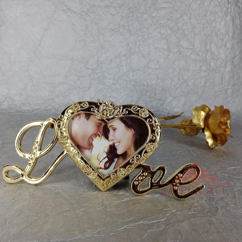 JAIPUR ACE JAIPUR ACE Artificial Flower Golden Rose with Beautiful Teddy Unique Presents Valentines Day Girls Birthday Best Girlfriend Wife Teddy Rose Bouquet Rose and Love Frame  - Image 3