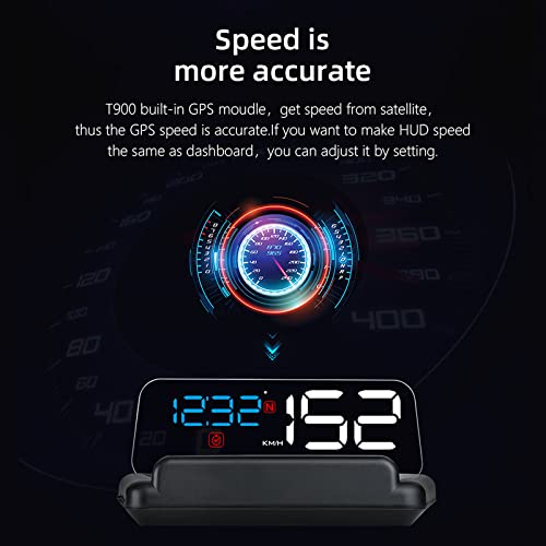 wiiyii Universal Car HUD Head Up Display T900, with Satellite Clock, Single Driving Time and Single Driving Distance, Work for All Vehicles - Image 5