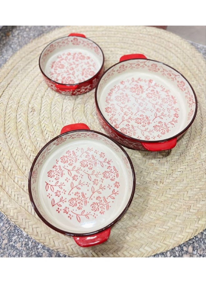 Generic 3-piece round porcelain casserole set  - Image 2