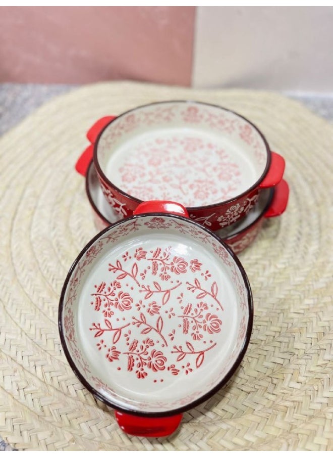 Generic 3-piece round porcelain casserole set  - Image 3
