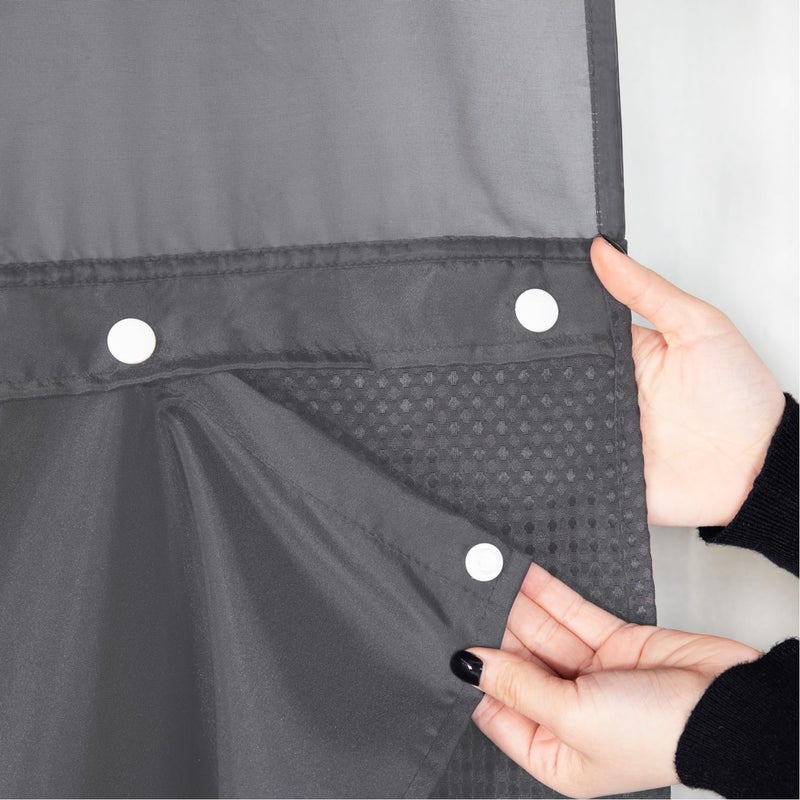 eachope 1 Pack Fabric Snap-in Shower Curtain Liner Replacement,Compatible with No Hook Shower Curtain with Snap in Liner, Removable & Water-Repellent,Machine Washable,70x54,Grey - Image 1