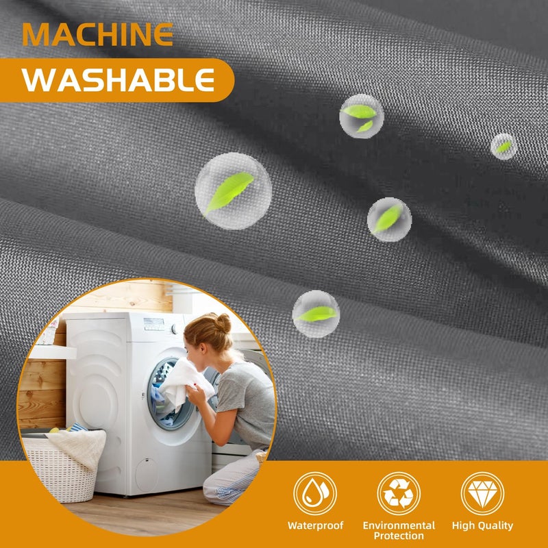 eachope 1 Pack Fabric Snap-in Shower Curtain Liner Replacement,Compatible with No Hook Shower Curtain with Snap in Liner, Removable & Water-Repellent,Machine Washable,70x54,Grey - Image 5
