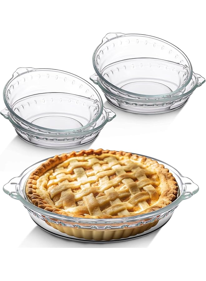 2Pcs Glass Pie Pan For Baking, 7Inch Heat Resistant glass Round Baking Dish, baking Pie Dish With Handle For Baking & Serving Snacks, Salads, And Desserts, Non-Stick glass baking Pie Plate