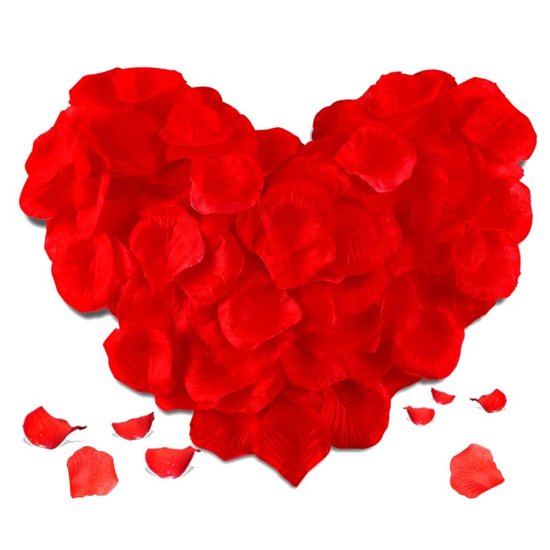 Redamancy 1200 pcs Red Rose Petals Artificial Rose Flowers NoTaste Emulation Silk Rose Petals for Wedding Valentines Day Confession Party Decoration