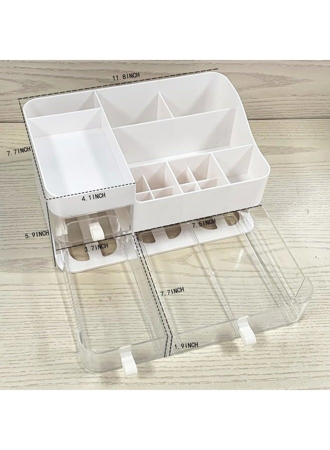Cq acrylic White Makeup Organizer With 3 Drawers, Large Capacity Plastic Cosmetic Storage for Dresser and Vanity, Ideal for Beauty, Perfume, Brushes, Skincare, Bathroom Organizers and Storage Counter - Image 5