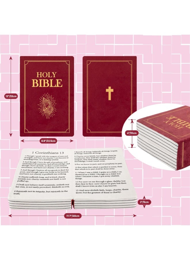 The Holy Bible Pillow Plush- Book Shape, Openable, Bible Verse Pillow (red), throw pillow - Image 3