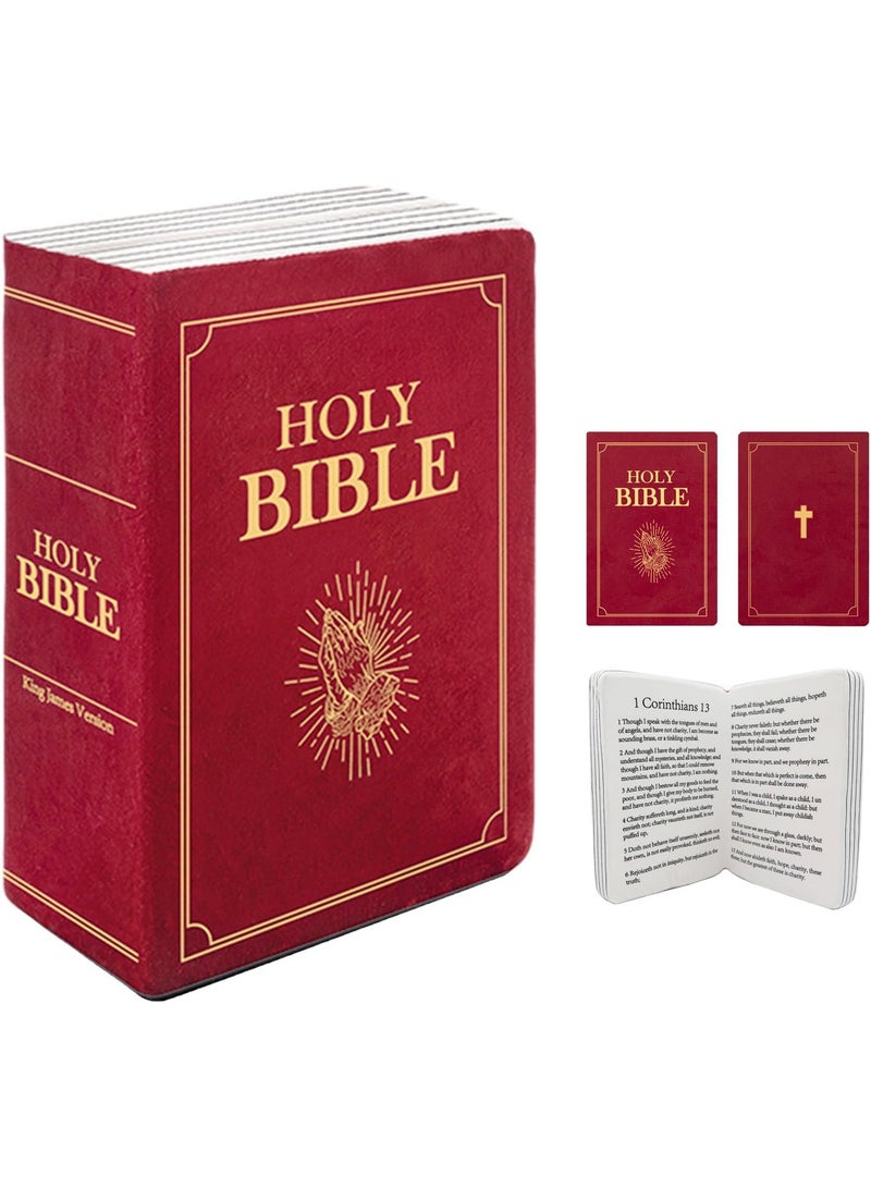 The Holy Bible Pillow Plush- Book Shape, Openable, Bible Verse Pillow (red), throw pillow - Image 1