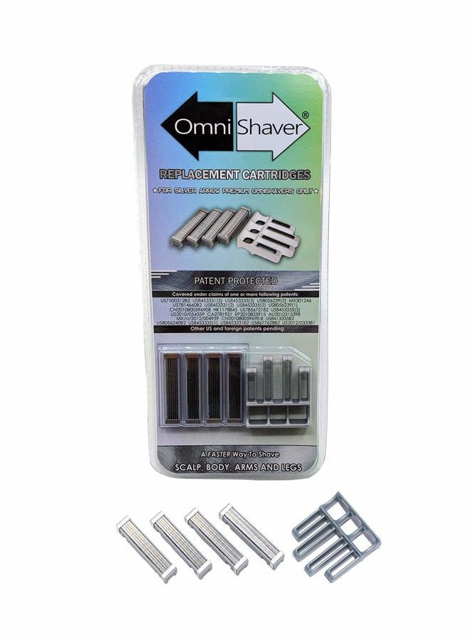 Omnishaver Premium Replacement Cartridge Refill Kit with One Blade Removal Tool - An Alternative to Disposable, Self Cleans & Strops During Use - Durable Smooth & Comfortable 4 Cartridges - Image 1