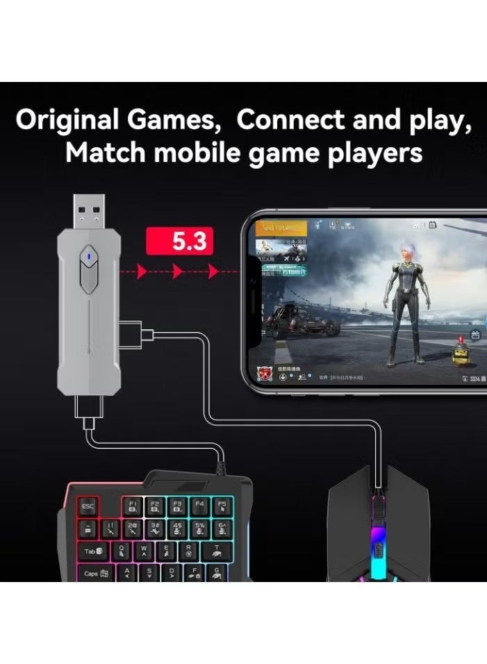 5-in-1 Mobile Gaming Kit with Mini RGB Keyboard, Mouse, Phone Holder, Game Converter & Mobile Adapter for Android Phones (X8) - Image 4