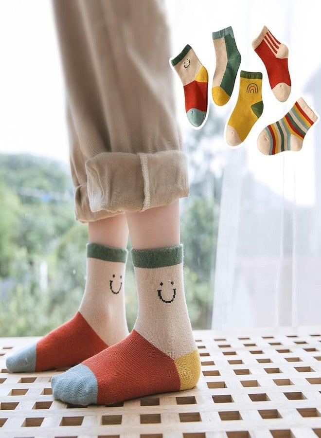 Yanwenx Socks for Kids, Boys, Girls, Cute Design, Cotton, 5 Pairs of Different Patterns, Children's Socks 2-8 Years - Image 5