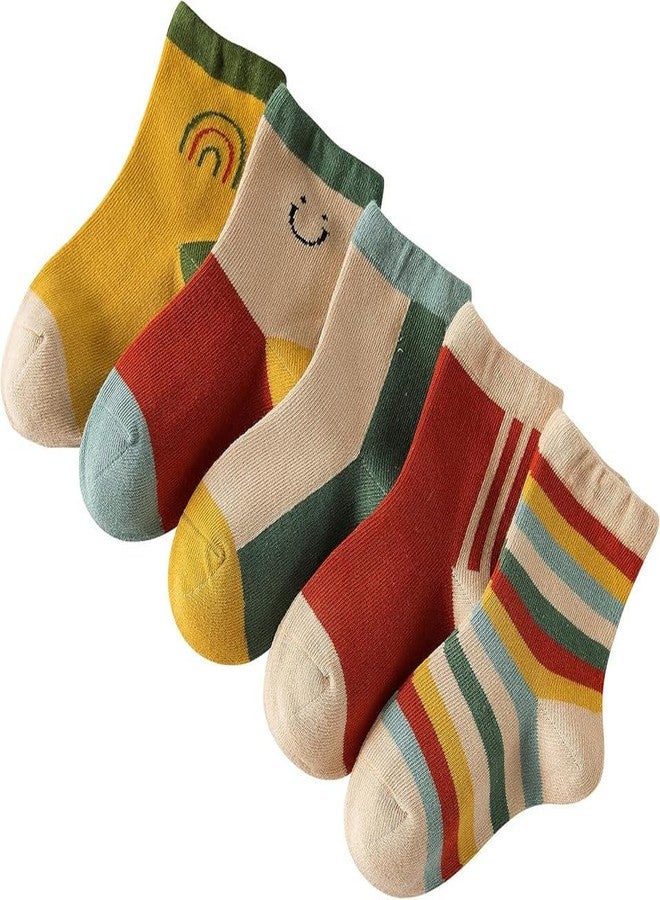 Yanwenx Socks for Kids, Boys, Girls, Cute Design, Cotton, 5 Pairs of Different Patterns, Children's Socks 2-8 Years - Image 1