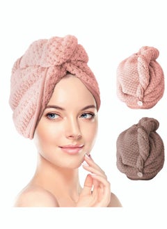 SYOSI Microfibre Hair Towel Turban Towel Dry Cap Quick Lady Superfine Fiber Bath Head Wrap 2 Pack  - Image 1