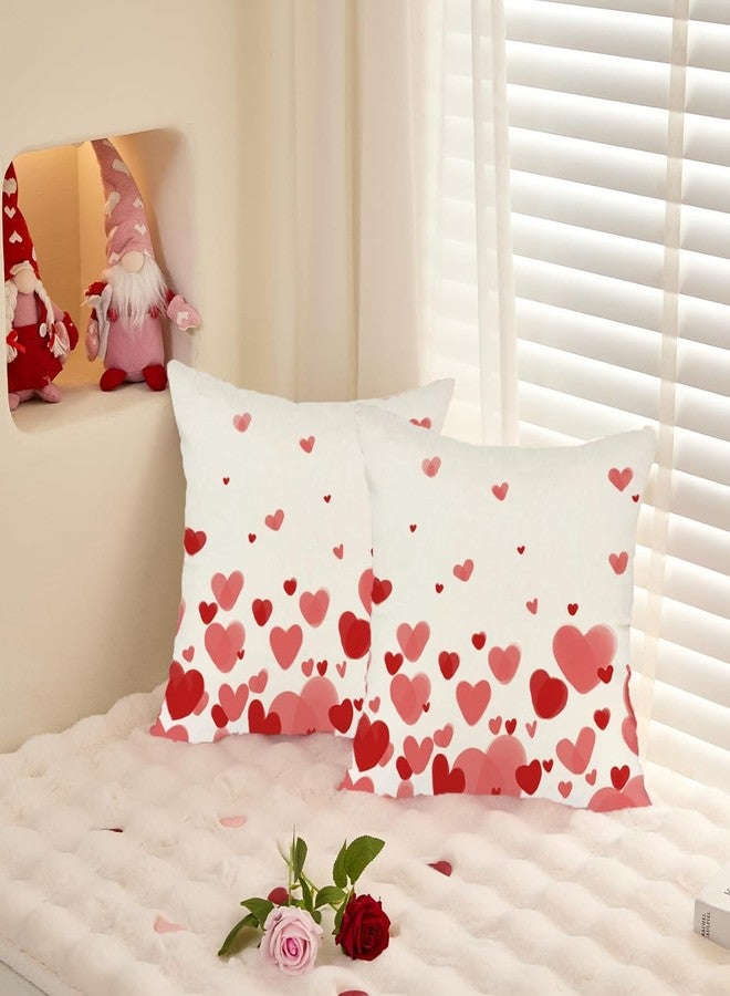 RABUSOFA Valentines Pillow Covers 18x18 inch Red Love Heart Velvet Throw Pillows Coves,Valentine's Day Decorations Cushion Covers for Home Farmhouse Decor for Sofa Couch(4) - Image 3