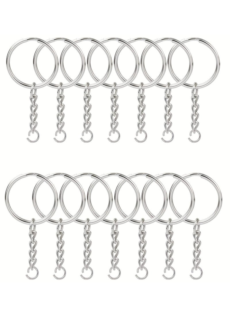 Generic 20pcs Split Keychains with Chain, Silver Keychain Ring Parts with Open Jump Rings, Bulk 1 Inch/25mm for DIY Craft Keychain Making Small Business Supplies  - Image 1