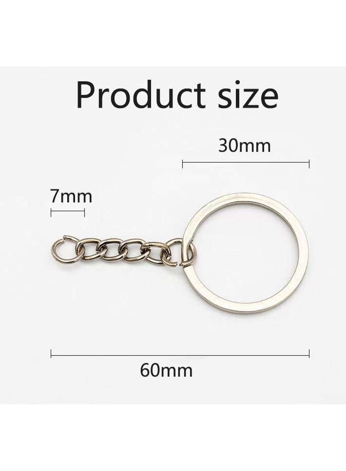 Generic 20pcs Split Keychains with Chain, Silver Keychain Ring Parts with Open Jump Rings, Bulk 1 Inch/25mm for DIY Craft Keychain Making Small Business Supplies  - Image 2