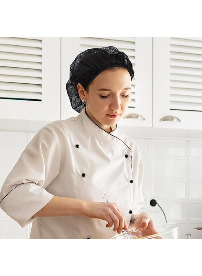 NOSKIN Black Chef Caps, Pack of 4, Breathable Mesh, Adjustable Drawstring for Kitchen & Catering - Image 3