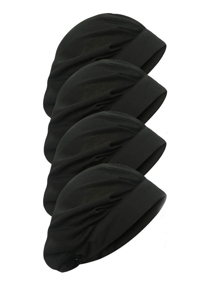 NOSKIN Black Chef Caps, Pack of 4, Breathable Mesh, Adjustable Drawstring for Kitchen & Catering - Image 1