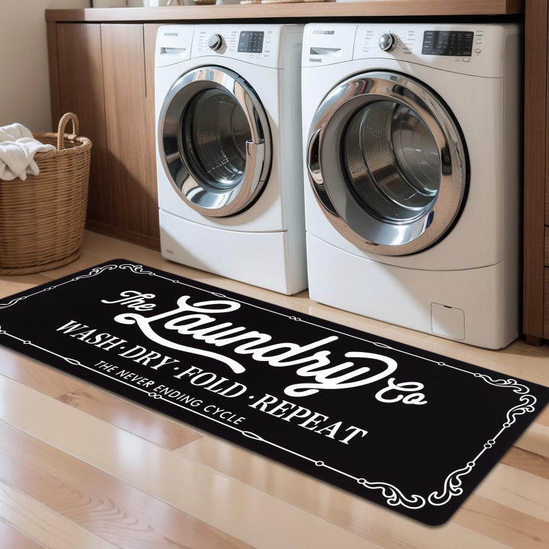 Pauwer Laundry Room Rug Runner 20x60 Waterproof Rubber Laundry Mat Non Slip Kitchen Mats for Floor Washable Floor Mat Runner Rug for Farmhouse Mudroom Washroom Bathroom Decor - Image 2