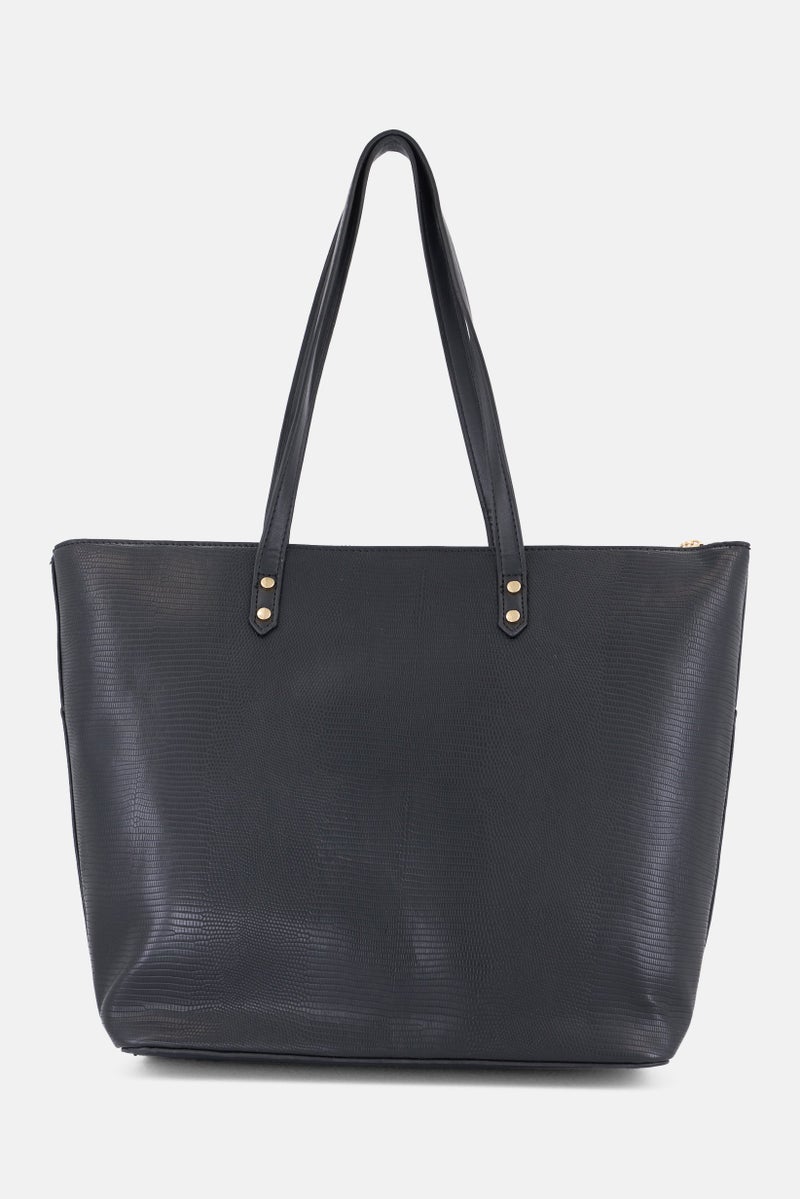 Lavie حقيبة توت نسائية بشعار العلامة التجارية ليدولي، سوداء - Image 3