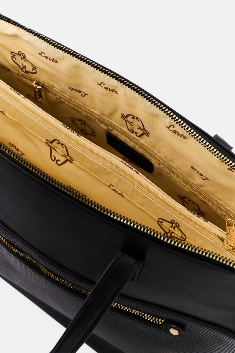 Lavie حقيبة توت نسائية بشعار العلامة التجارية ليدولي، سوداء - Image 2