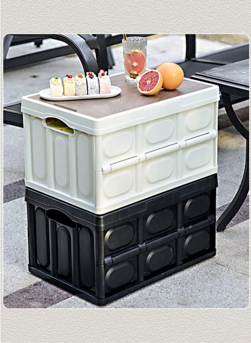 Outdoor Camping Storage Box with Flat Lid 55L White - Image 4