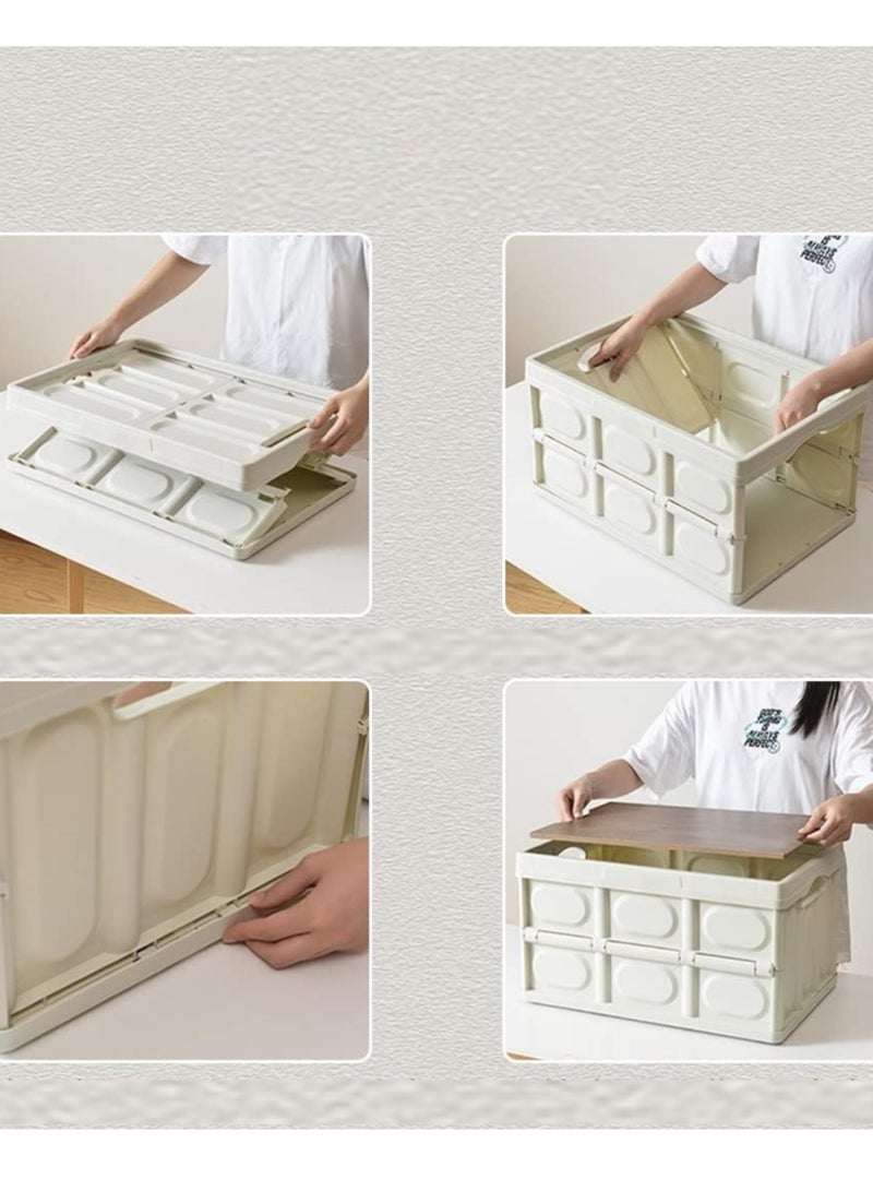 Outdoor Camping Storage Box with Flat Lid 55L White - Image 5