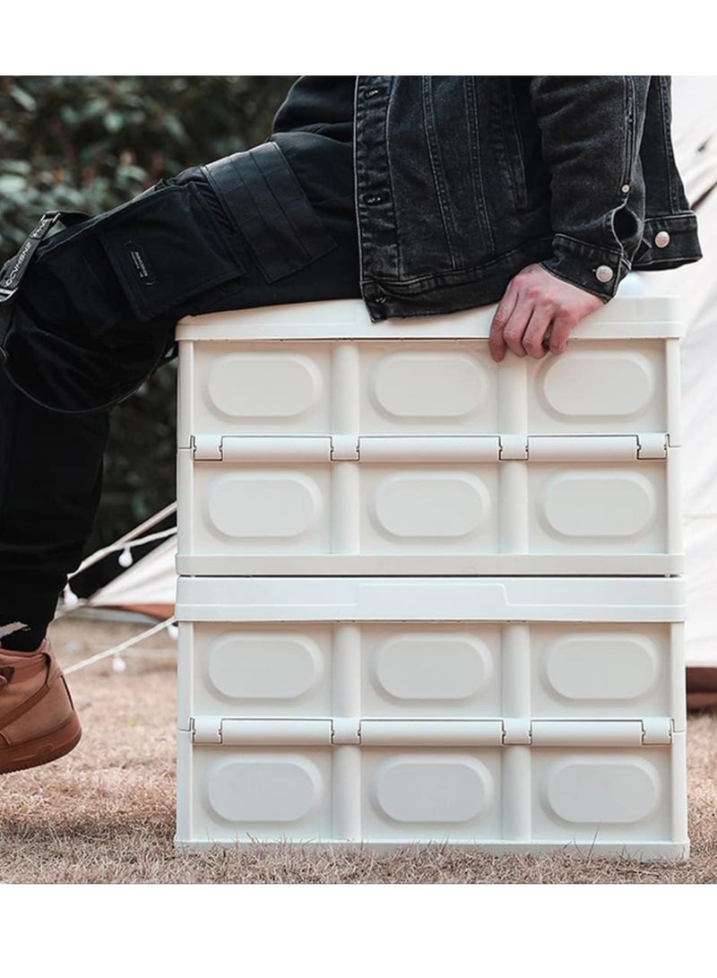 Outdoor Camping Storage Box with Flat Lid 55L White - Image 2