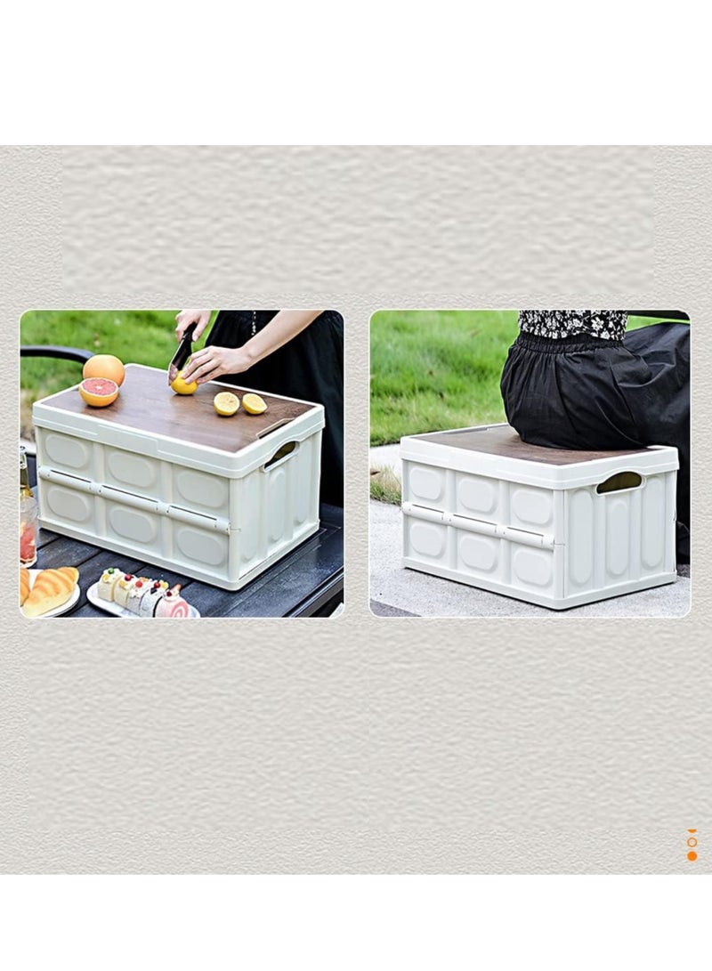 Outdoor Camping Storage Box with Flat Lid 55L White - Image 3